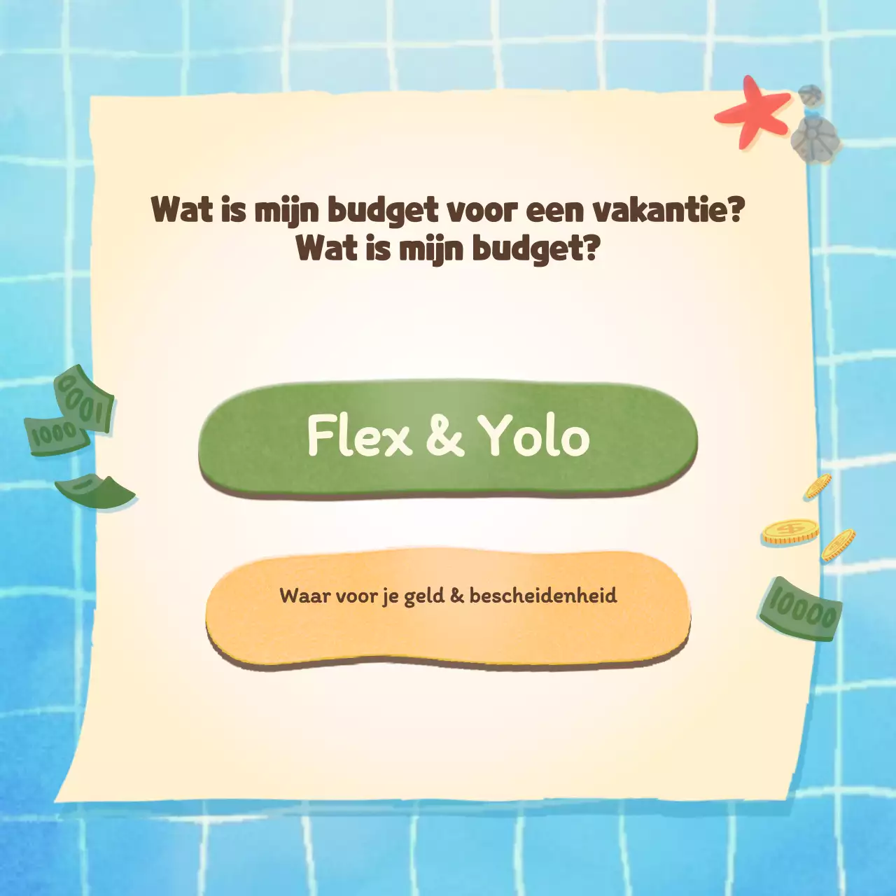 Vakantie type psychologie test met een schattig blauw zwembad concept