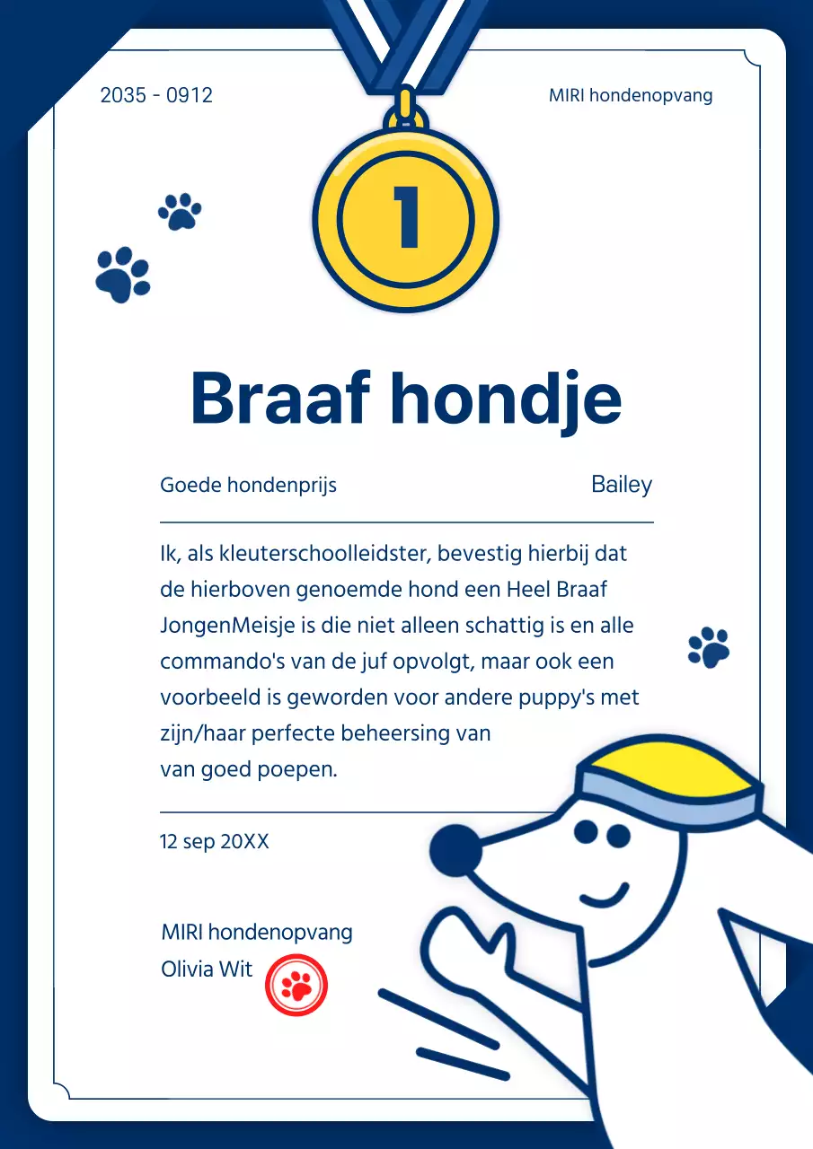 Eenvoudige illustratie in blauw Outreach voorbeeld van opmaak awarddocument