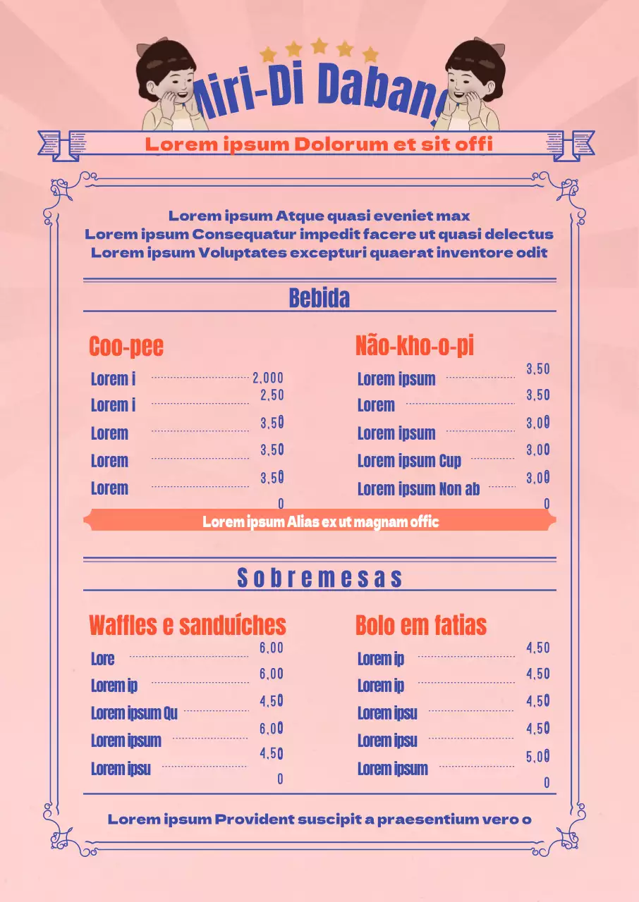 Cartaz de café ilustrado retro com fundo cor-de-rosa vintage