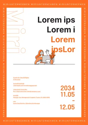 Orangefarbene Stellenanzeige für Büroassistentin in Teilzeit