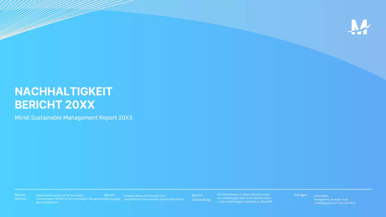 Präsentation des ESG-Nachhaltigkeitsberichts eines hellblauen Unternehmens ppt