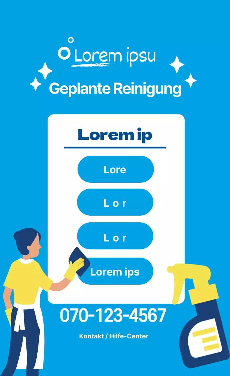 Bewerben Sie Ihren Reinigungsdienst mit einem blauen Illustrationsfoto