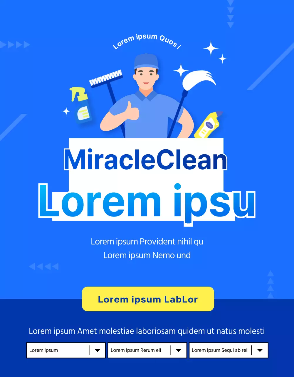 Eine einfache blau-gelbe Anzeige zur Reinigung von Klimaanlagen