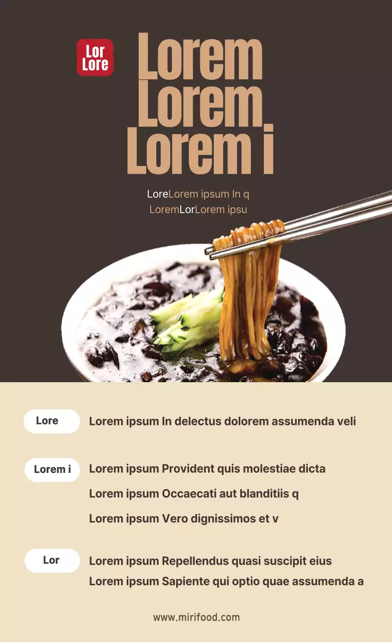 Autocollant brun Jjajangmyeon Photo Restaurant chinois Kit repas Recette