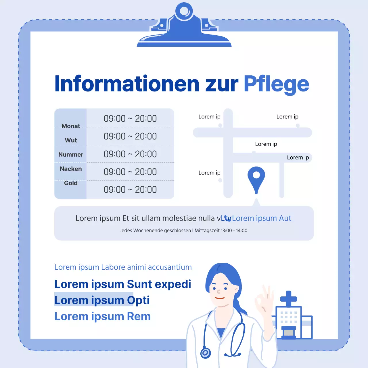 Eine blaue, saubere Illustration und Infografik mit einem Hydrotherapie-Konzept