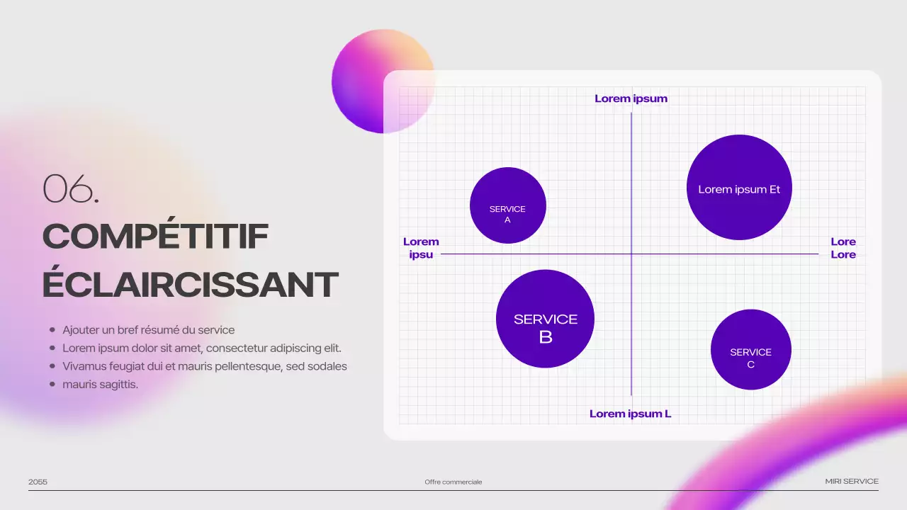 Jeu de pitchs d'images dégradées de formes 3D violettes
