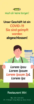 Coronavirus-Impfung X-Banner mit gelber Illustration