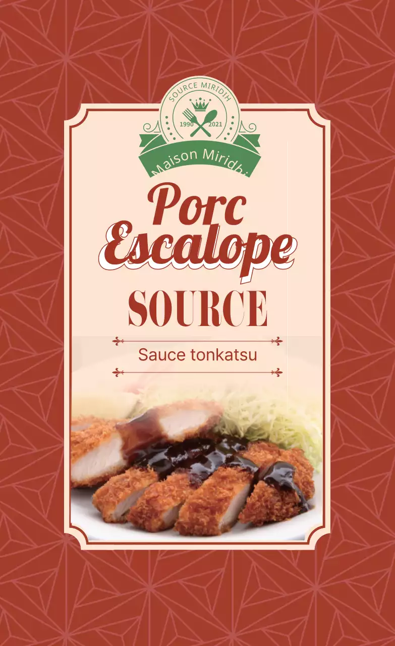 Étiquette de sauce tonkatsu (photo rouge)