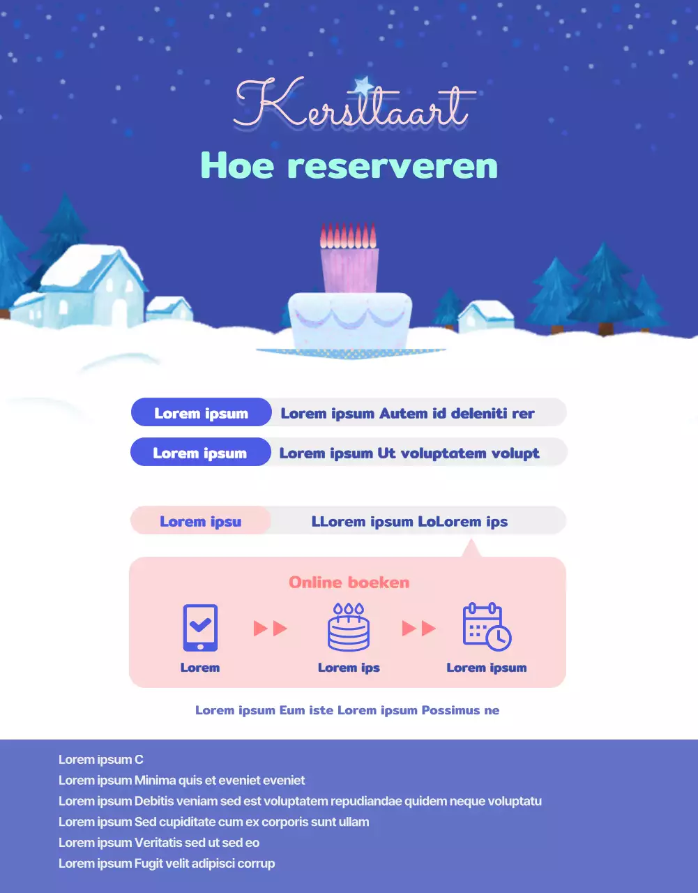 Taart pre-order giveaway met een schattig kaartontwerp in helder ultramarijn blauw