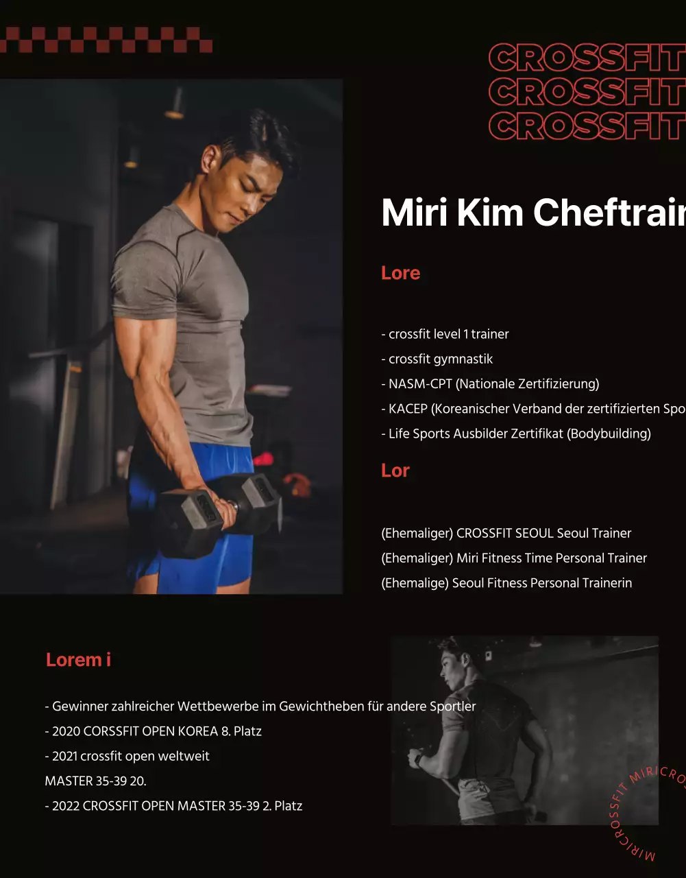 Werbung für eine trendige Crossfit-Veranstaltung im Fitnessstudio in Orange und Schwarz