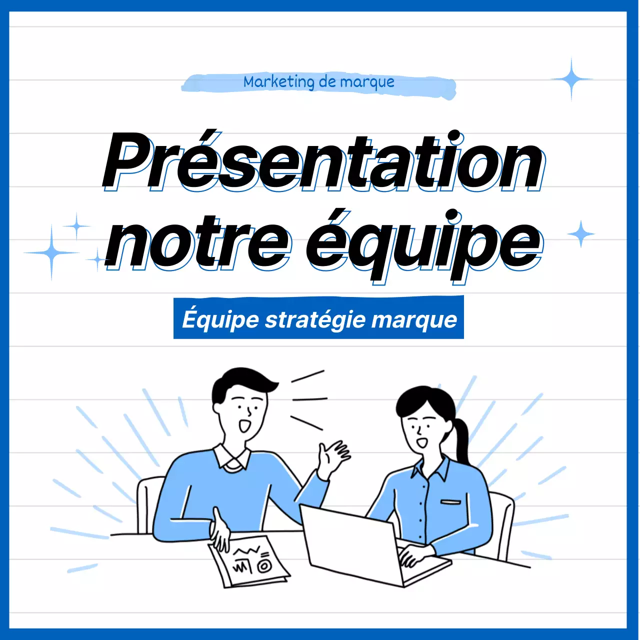 Présentation de l'équipe avec un thème d'illustration bleu CardNews