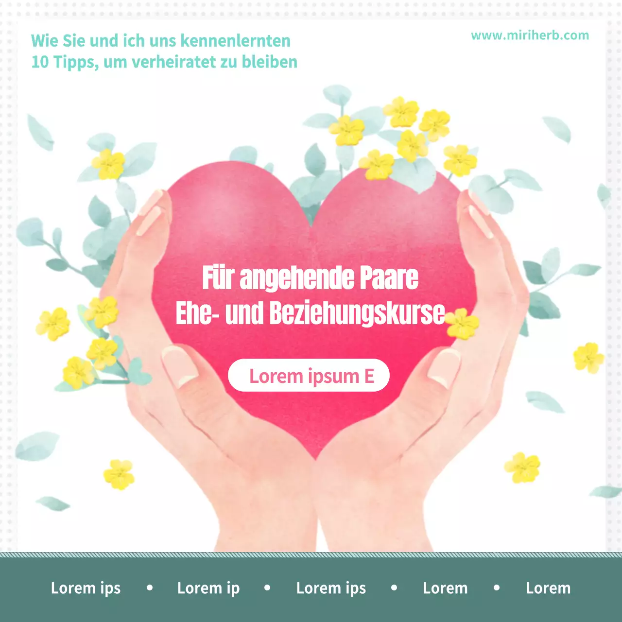 Lektionsthema "Ehe und Beziehungen" in Rosa und Grün zum Tag der Ehe (Social Media Squares)