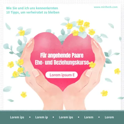 Lektionsthema "Ehe und Beziehungen" in Rosa und Grün zum Tag der Ehe (Social Media Squares)