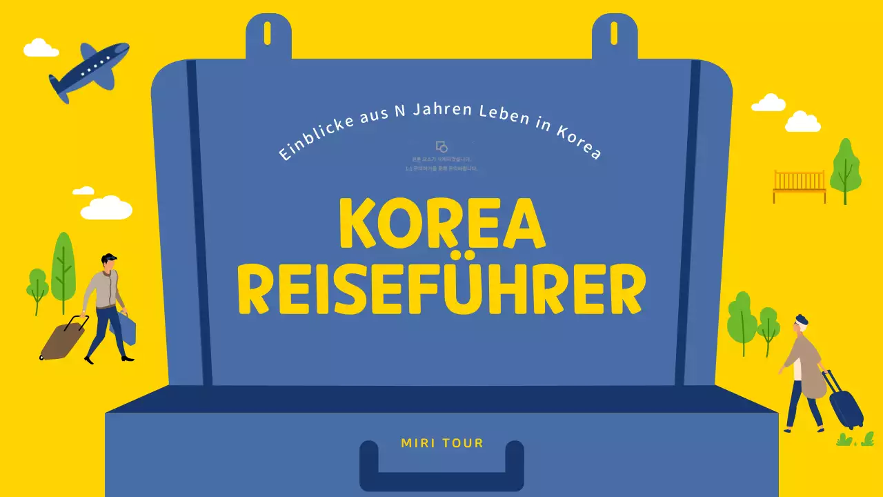 Gelb und blau illustrierter Reiseführer für Südkorea