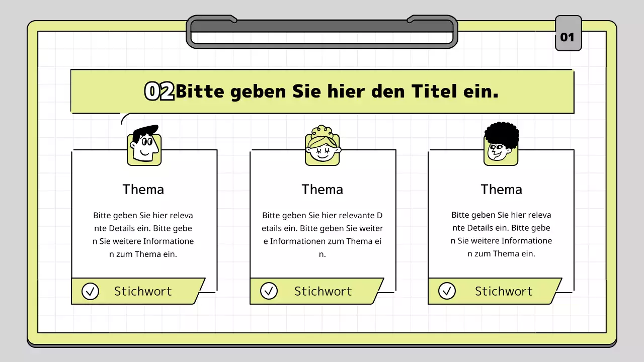 Klemmbrett Konzept pädagogische Präsentation Kit in Kalk und weiß