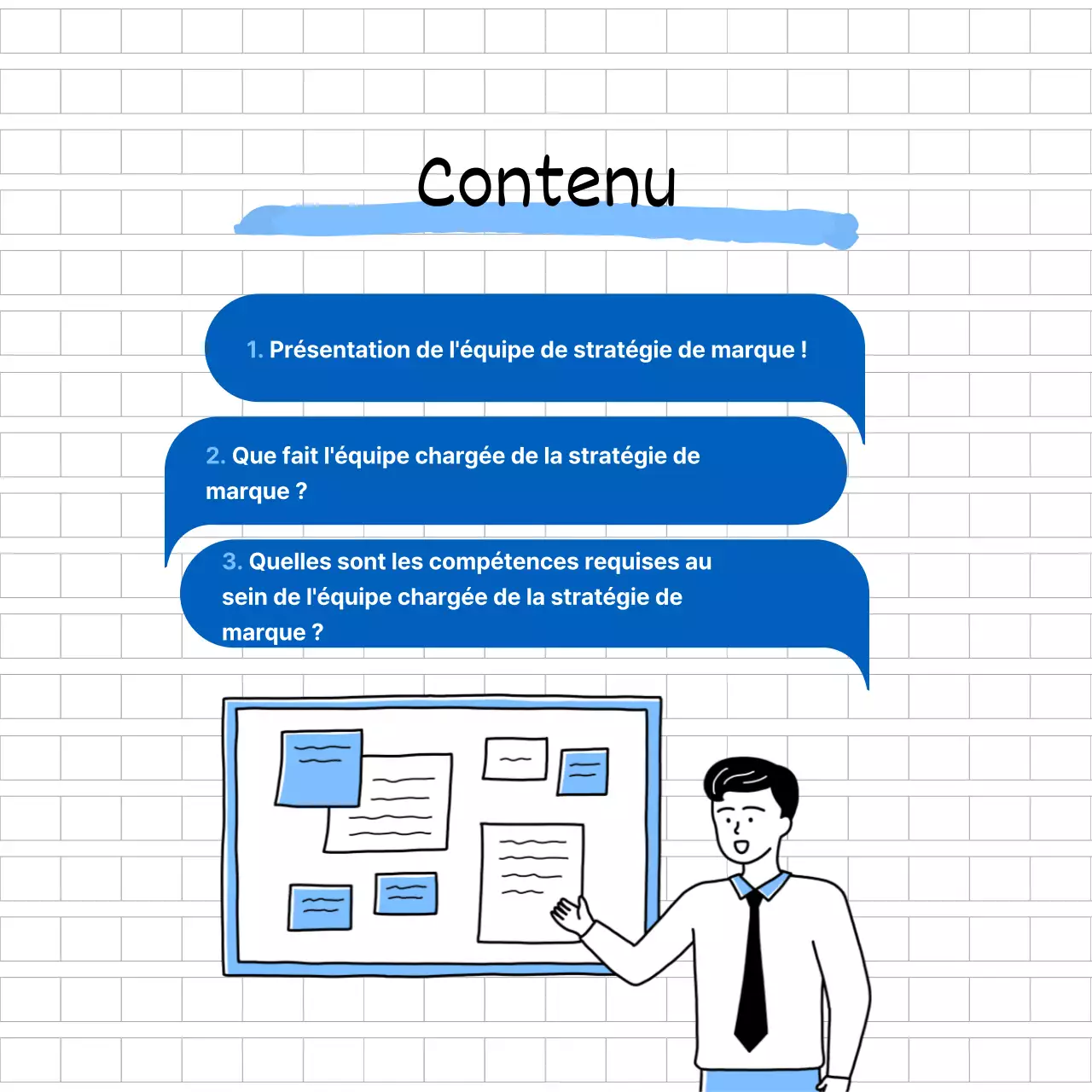 Présentation de l'équipe avec un thème d'illustration bleu CardNews