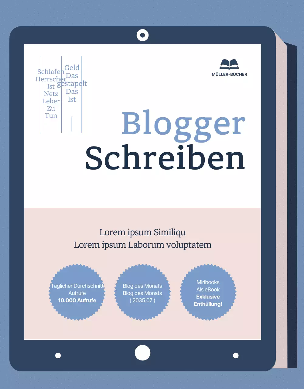 Verkauf von ebooks in blau und rosa