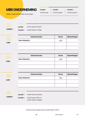 Eenvoudig haalbaarheidsrapport voor een nieuw project in geel en grijs