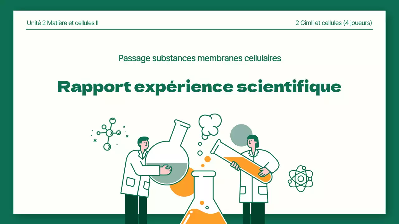 Rapports de laboratoire scientifique soignés en vert et orange