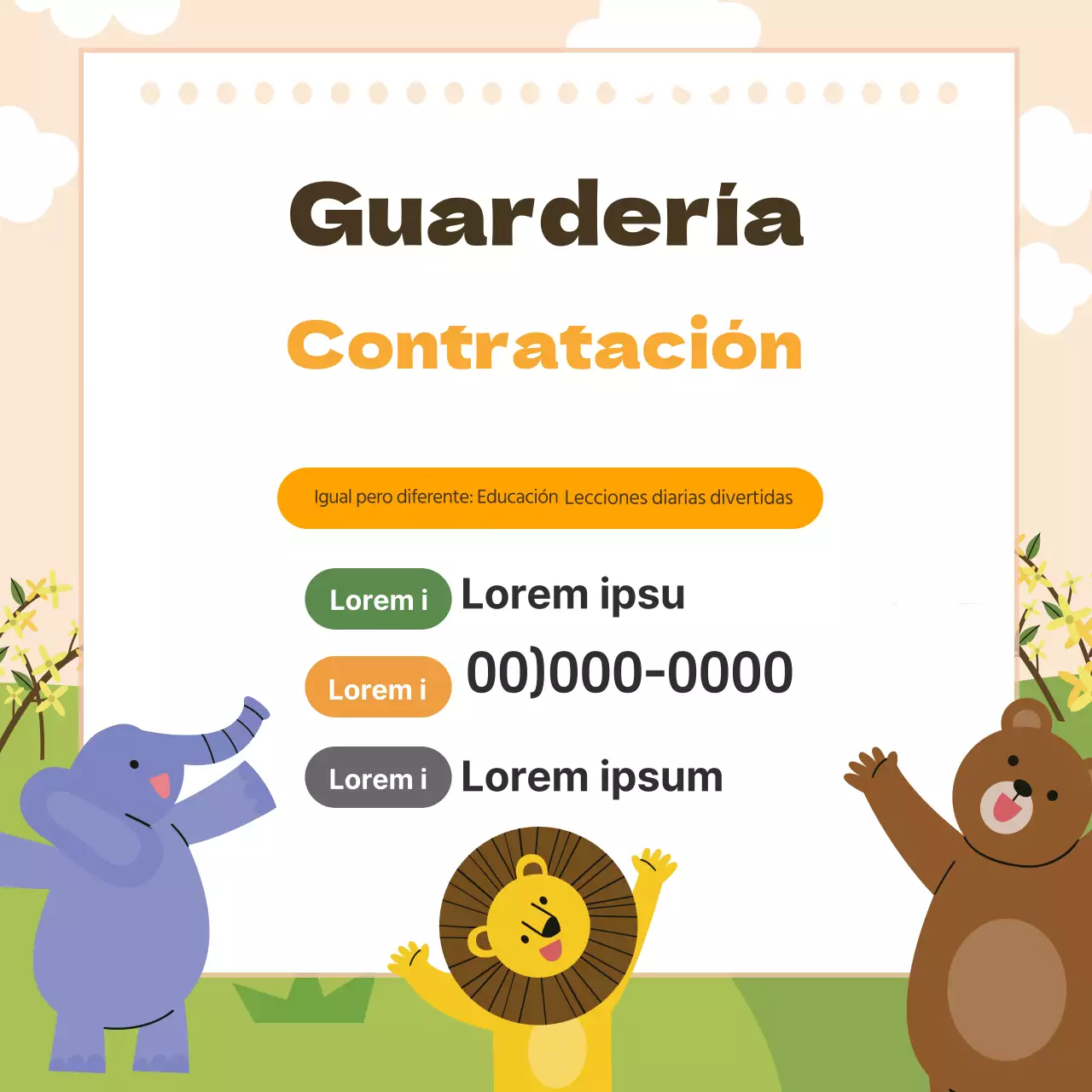 Amarillo ilustración lindo jardín de infantes promoción de la contratación