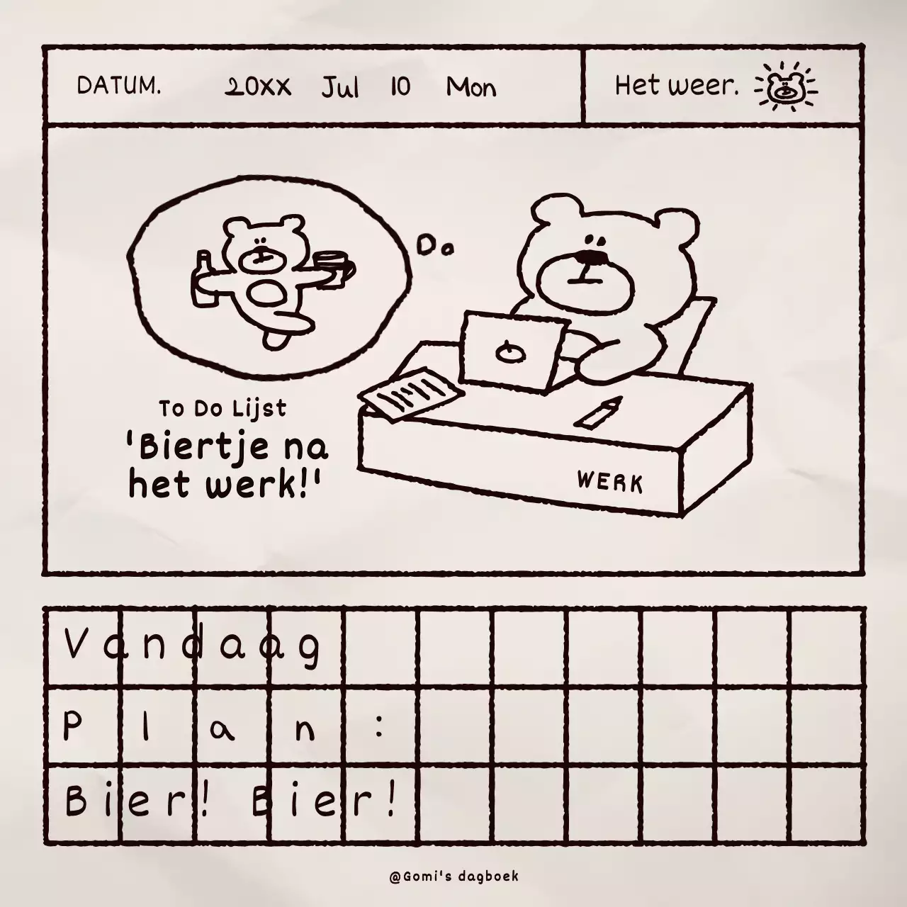 Schattige bruine beer illustratie dagboek bundel