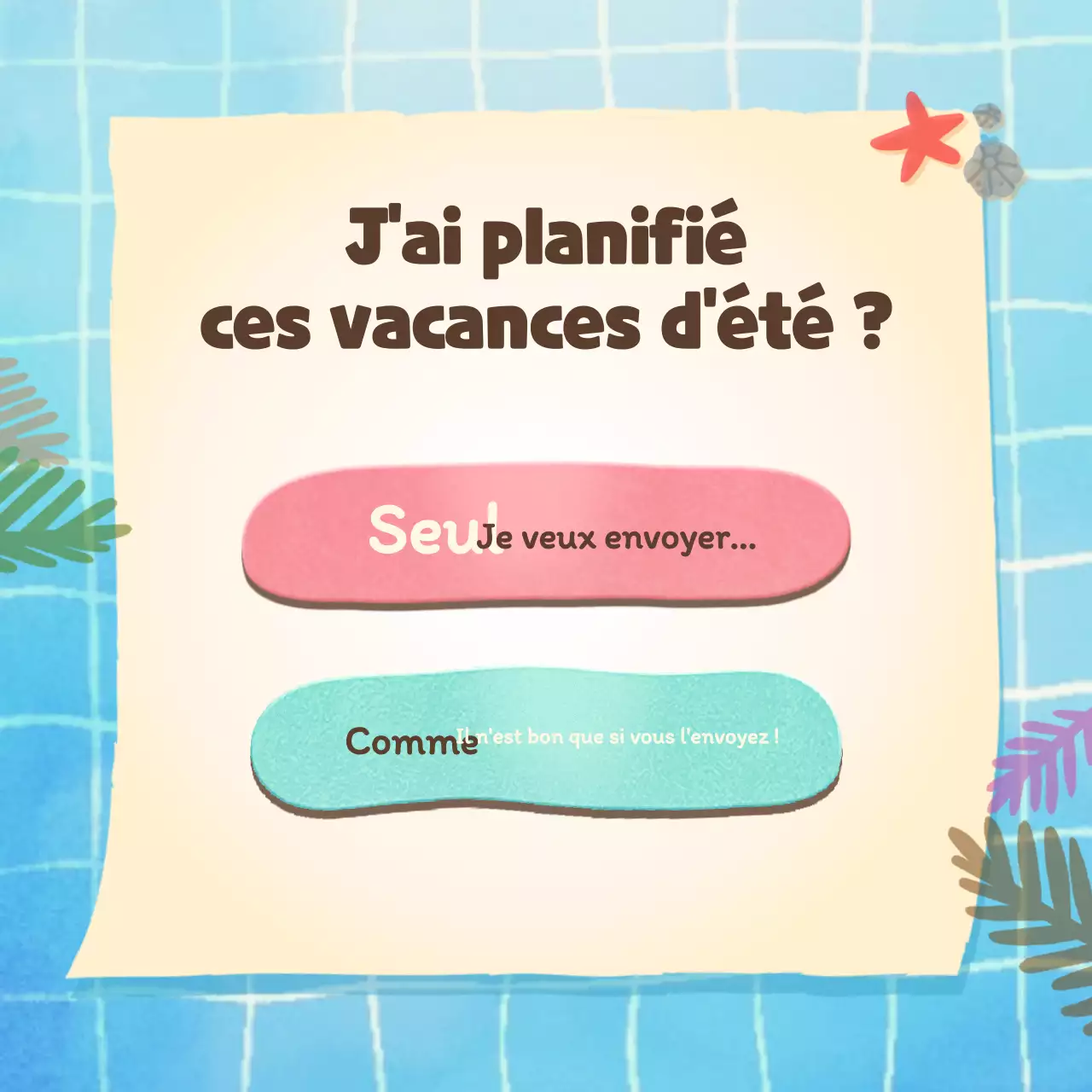 Test psychologique de type vacances avec un joli concept de piscine bleue