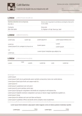 Contrato de alquiler de una máquina de café sencilla en beige y marrón