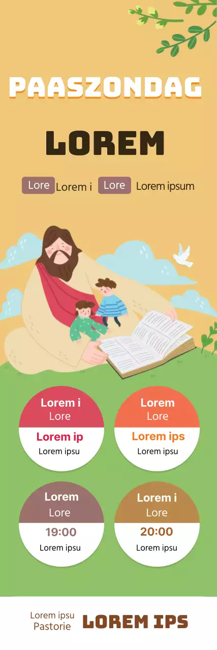 Gele illustratie leuke kerk Pasen dankzegging dienst promotie