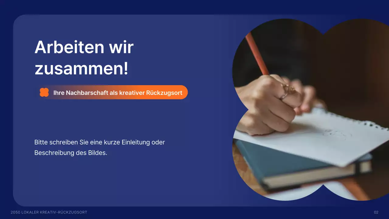 Anwerbung lokaler Kreativer mit Formen in Marineblau und Akzentfarben