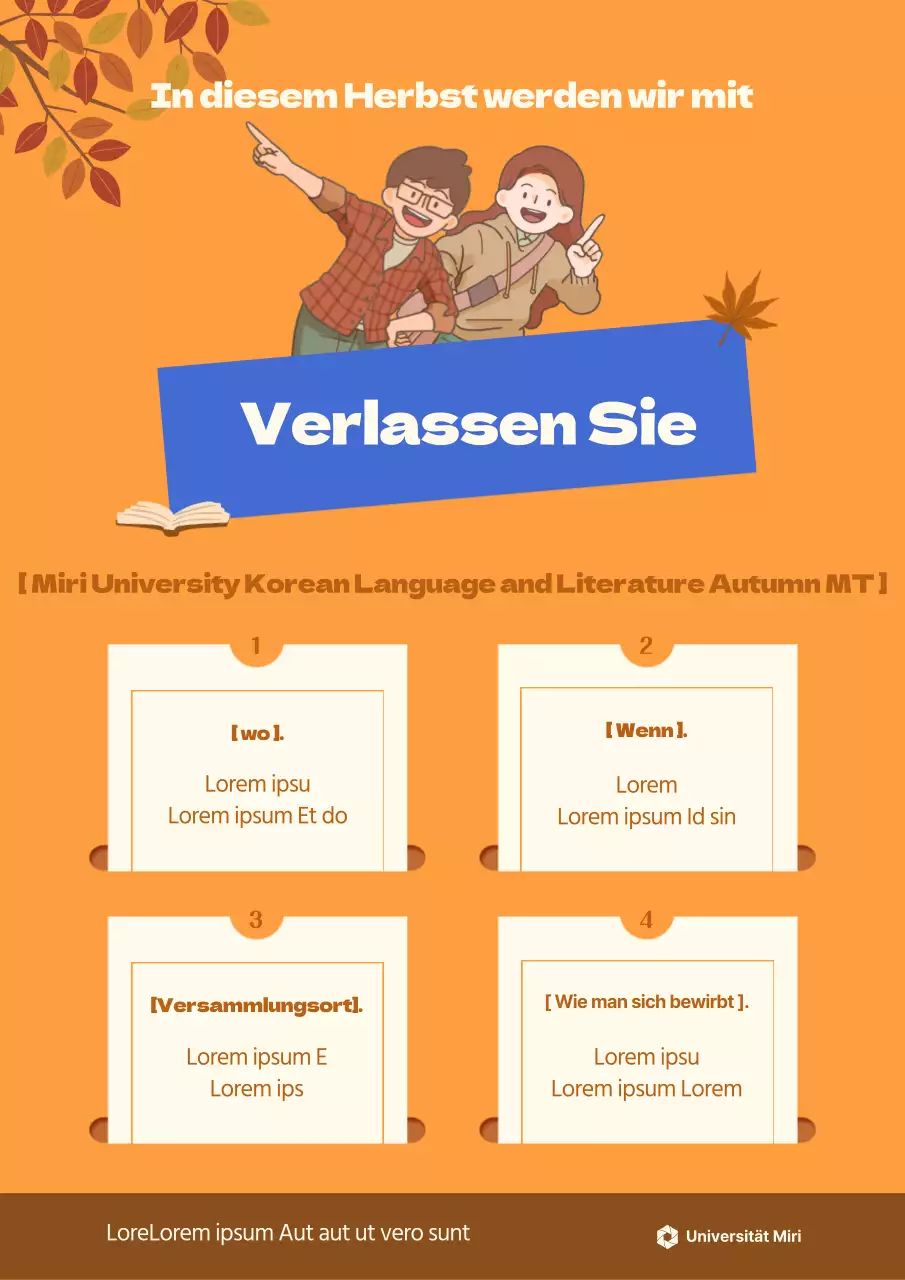 Herbstuniversitätsankündigungen in Orange