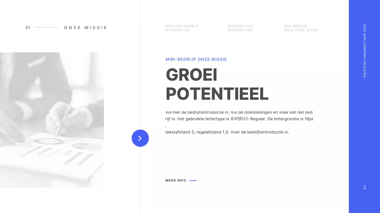 Basislijnconcept in blauw en wit Bedrijfsprofiel