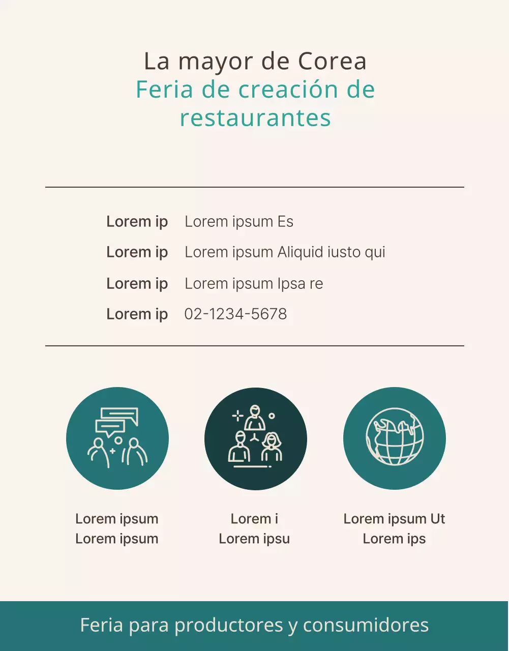 Una limpia feria de alimentos de color marrón y turquesa