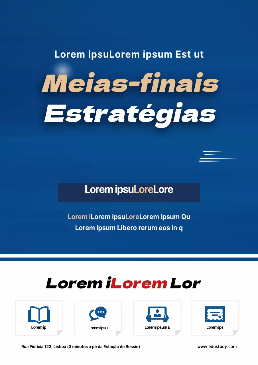 Folheto de promoção de aulas especiais de verão numa escola azul