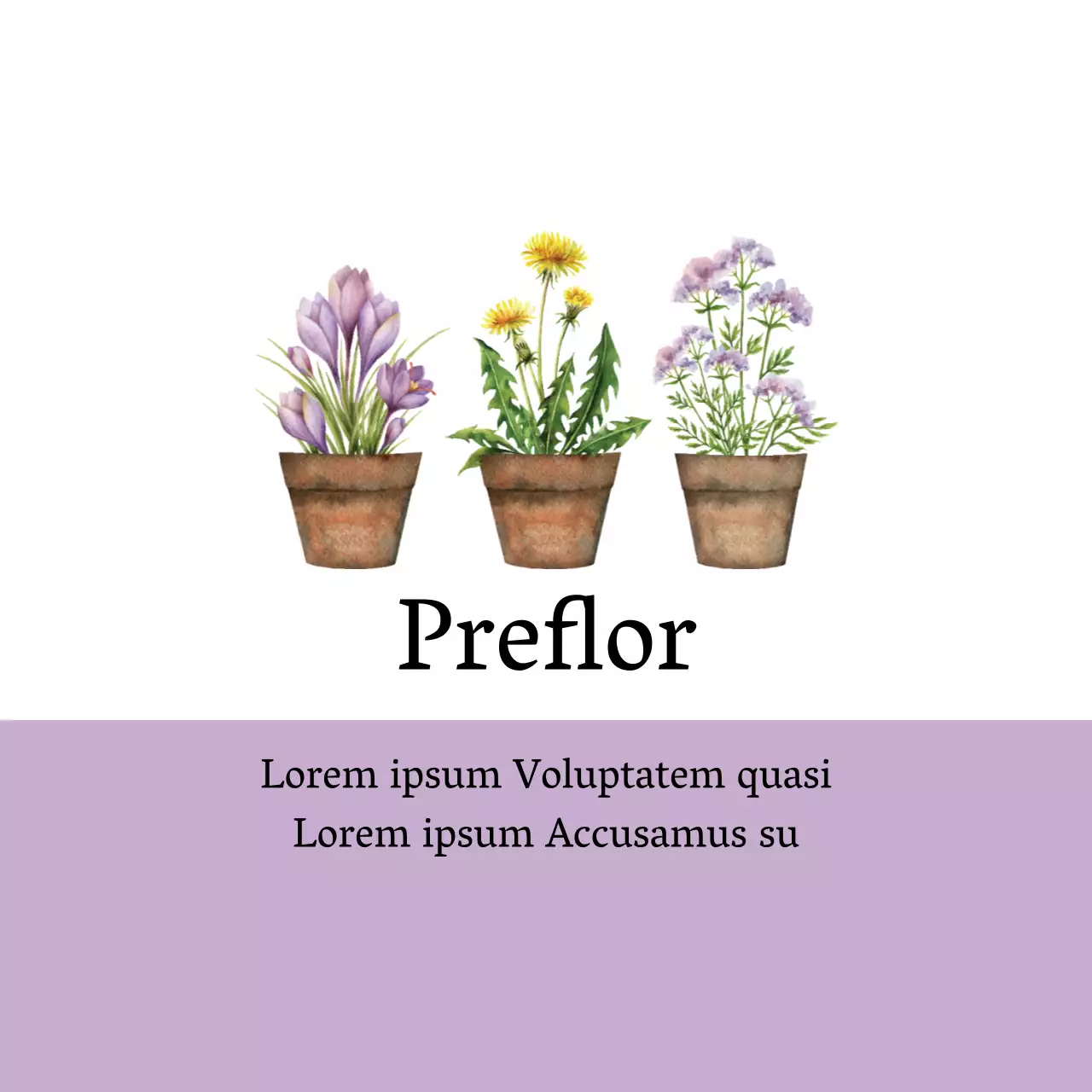 Etiqueta de jardín botánico con ilustración morada