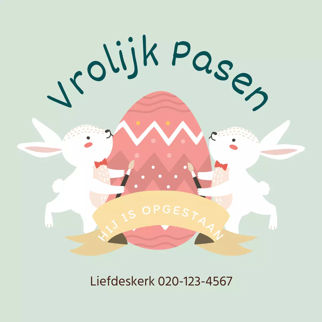 Groene illustratie schattige kerk Pasen labels