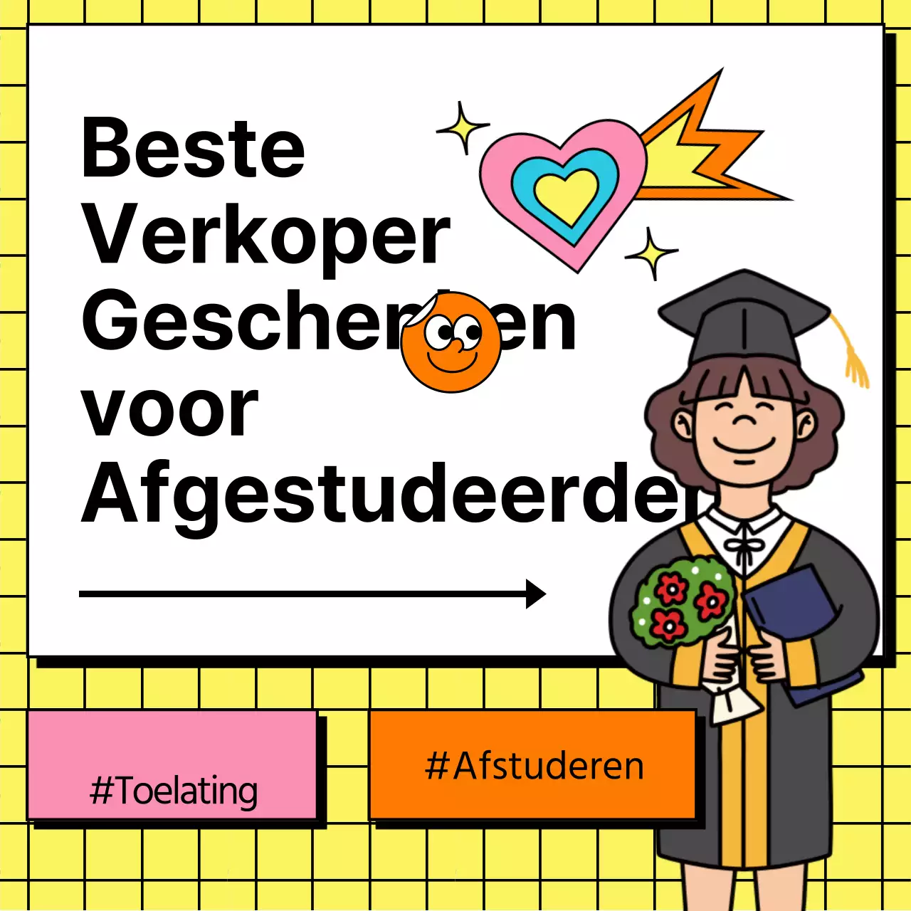 Gele Tegels Wit Krijtbord Kitscherig Afstuderen Terug naar School Cadeau-ideeën