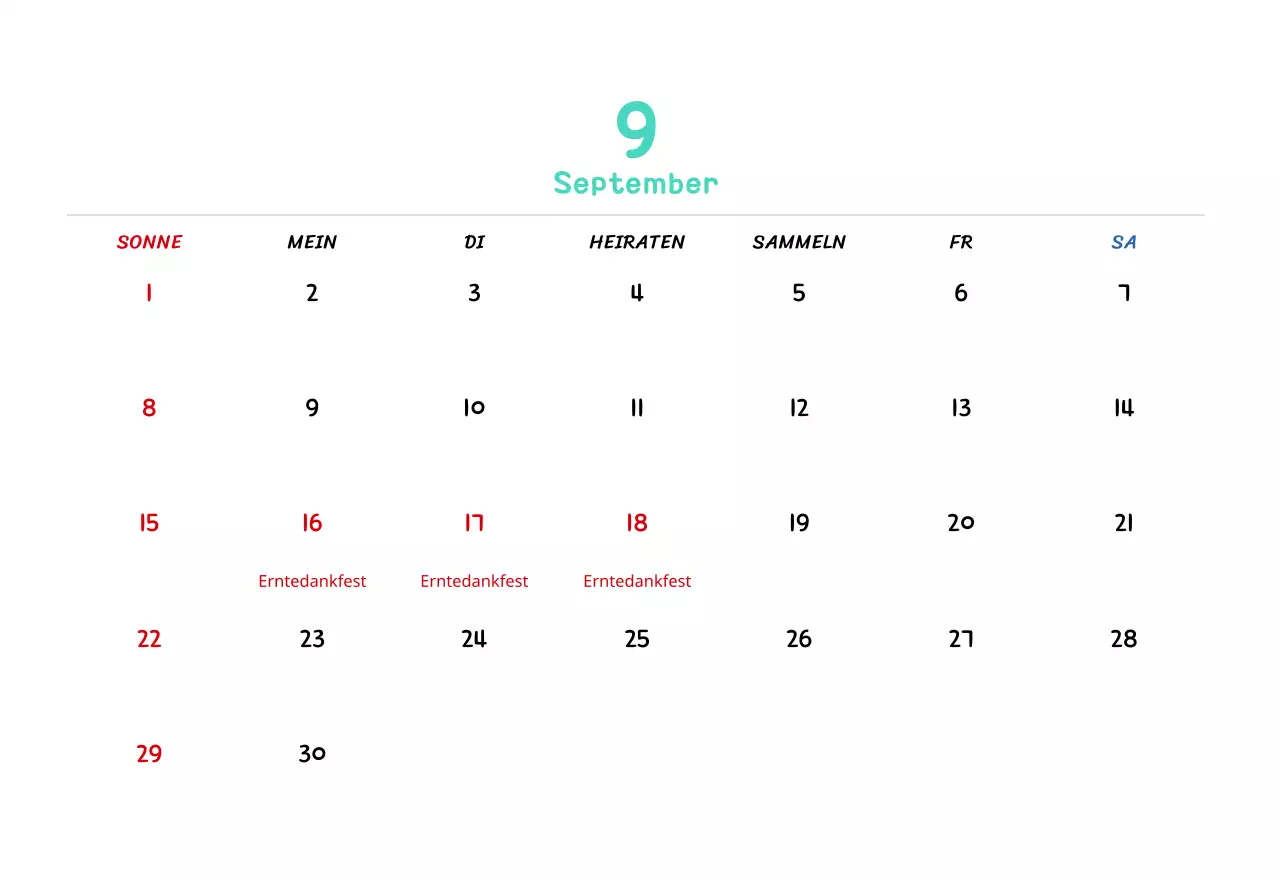 Neujahrskalender mit niedlichen Illustrationen