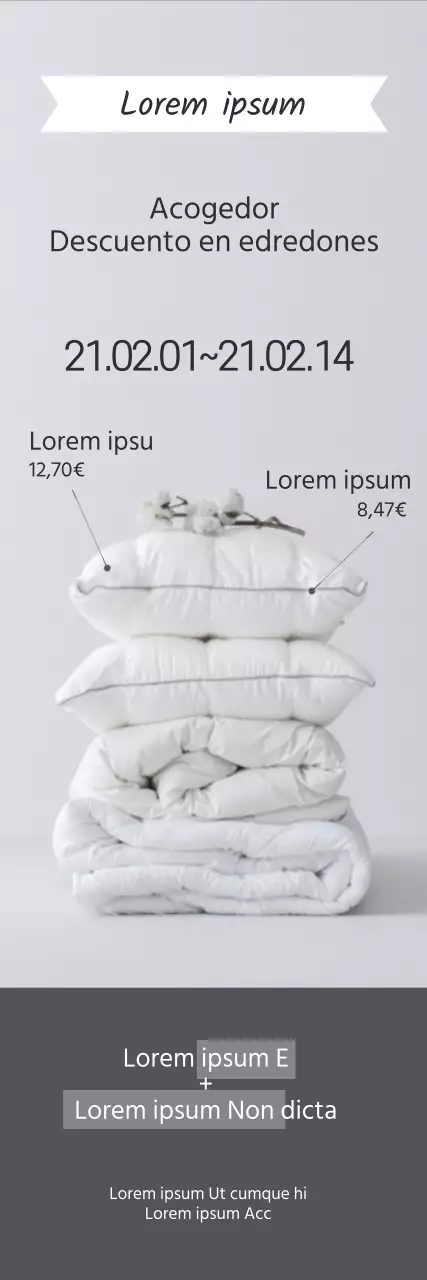 Destacar una foto gris Edredón sencillo para promocionar un evento de venta