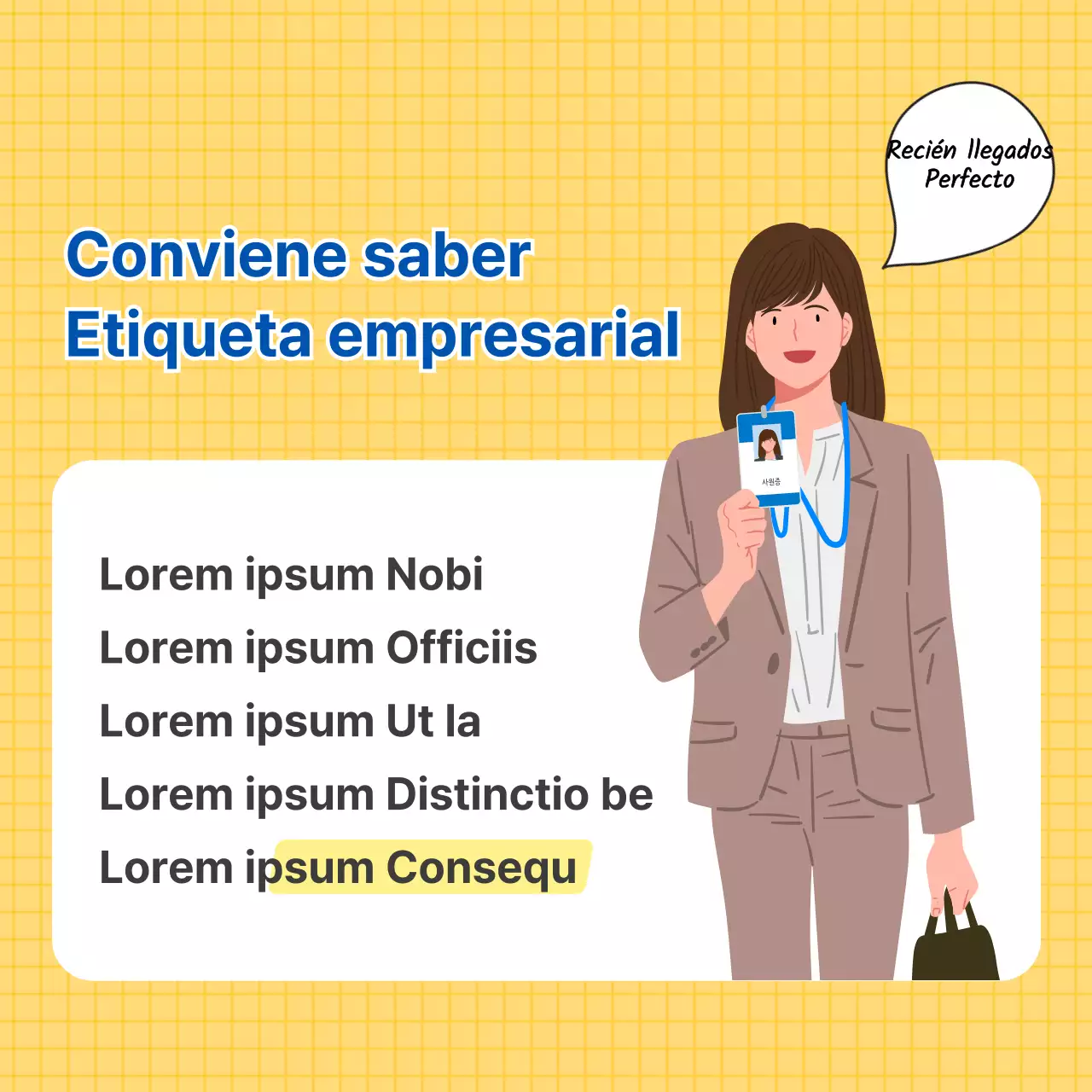 Etiqueta empresarial en amarillo y limpio CardNews