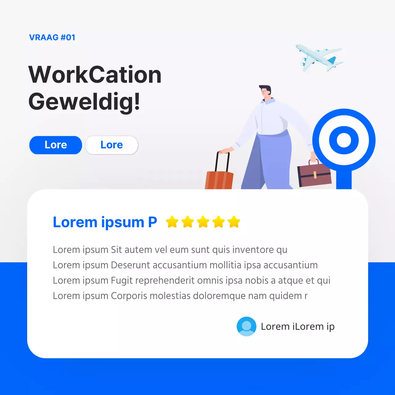 Schoon blauw werkplekdebat cardnews design