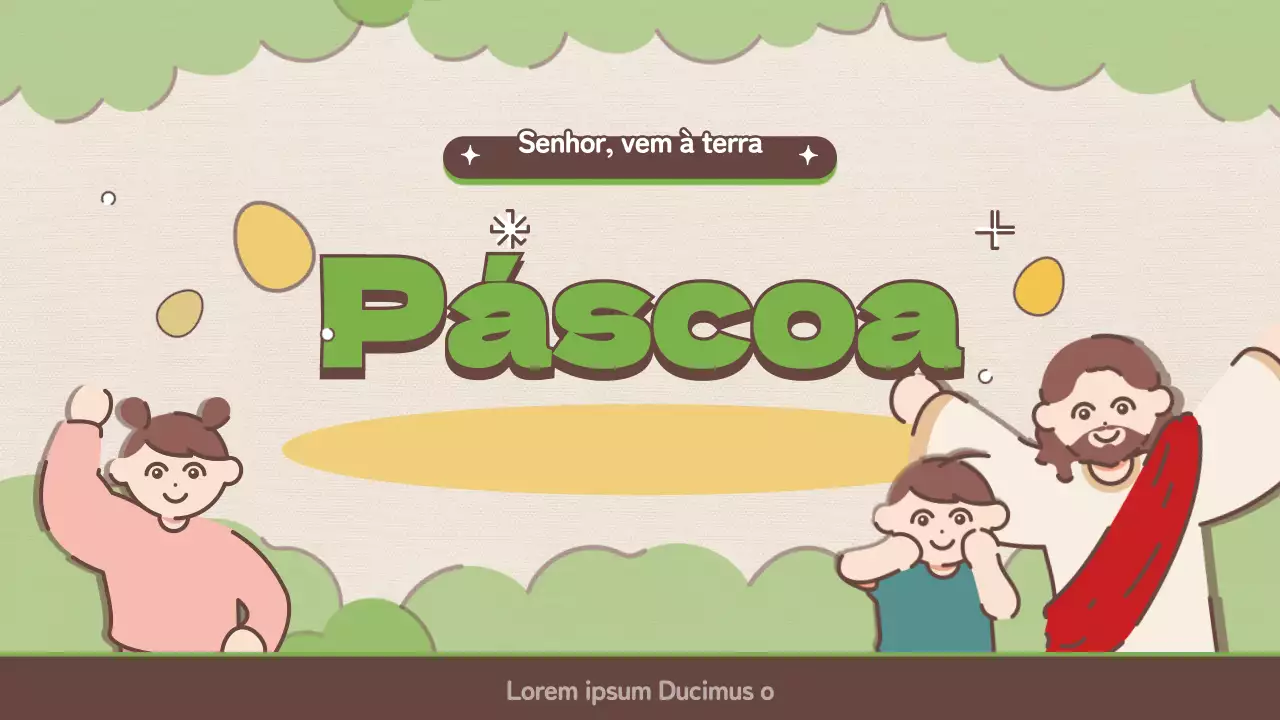 Conceito giro de canção infantil de Páscoa em castanho e verde