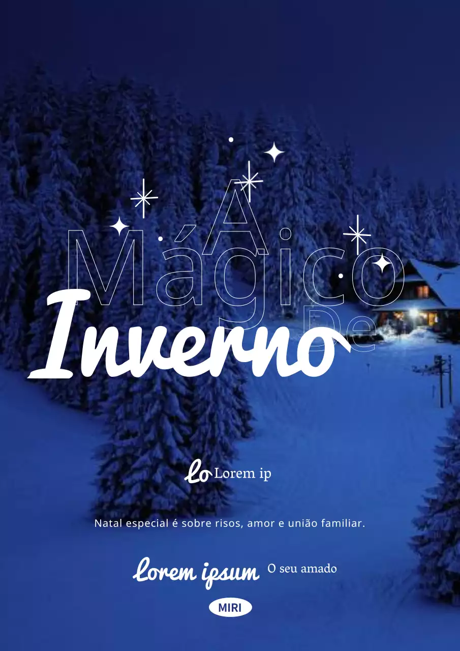 Céu noturno branco e azul inverno Natal sentimento cartaz vertical
