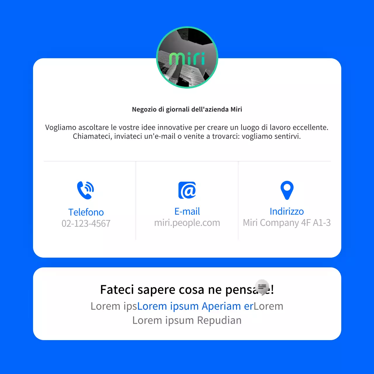 Dibattito sul posto di lavoro blu pulito cardnews design