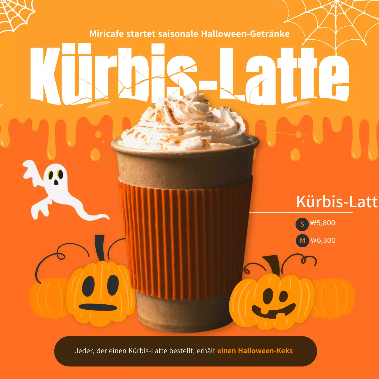 Orange Niedliche Halloween Illustration HalloweenDrinks Instagram Feed für Cafe