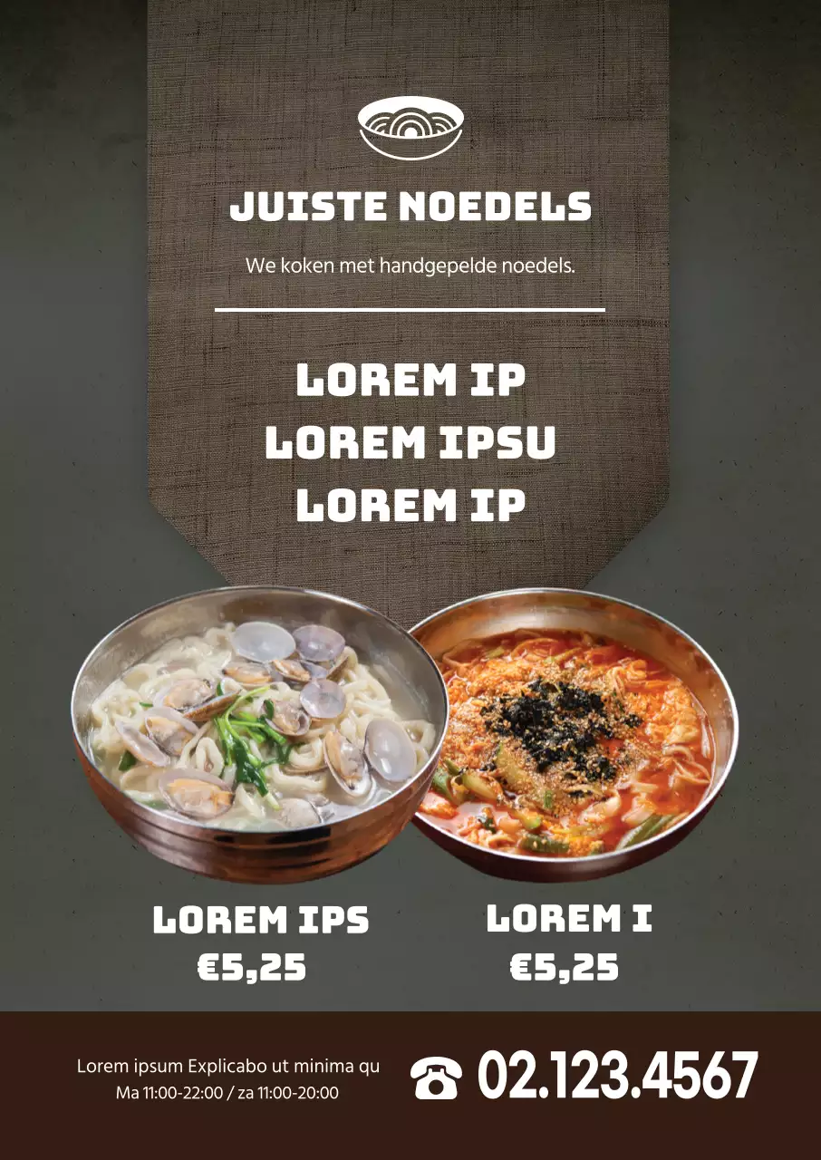 Bruine foto belicht traditionele ramen menu van restaurant