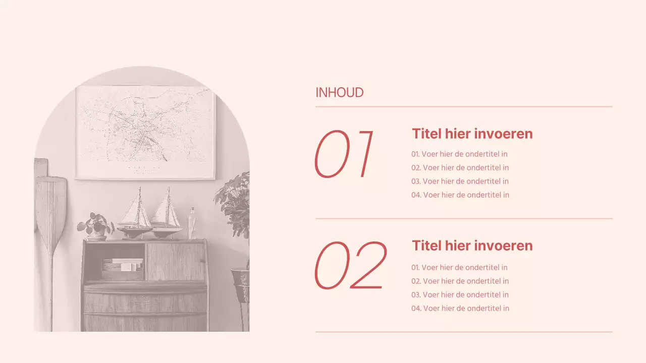 Verschillende lay-outs presenteren in rustgevende rode tinten