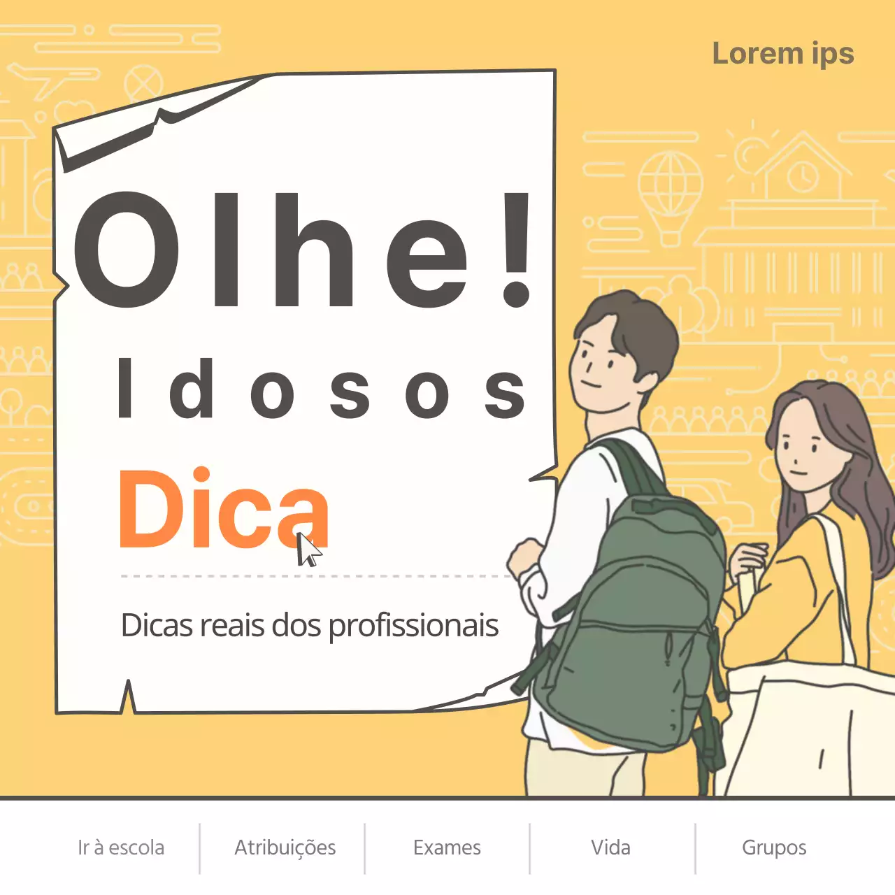 Cartão amarelo de informação escolarNotícias de design