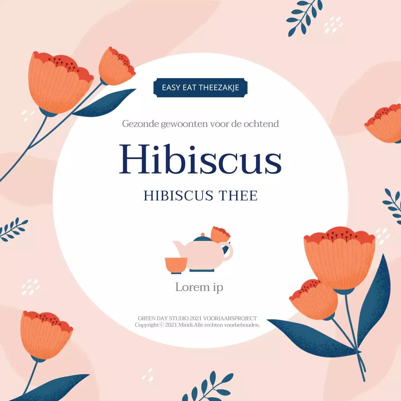 Roze illustratie netjes voedsel hibiscus thee label