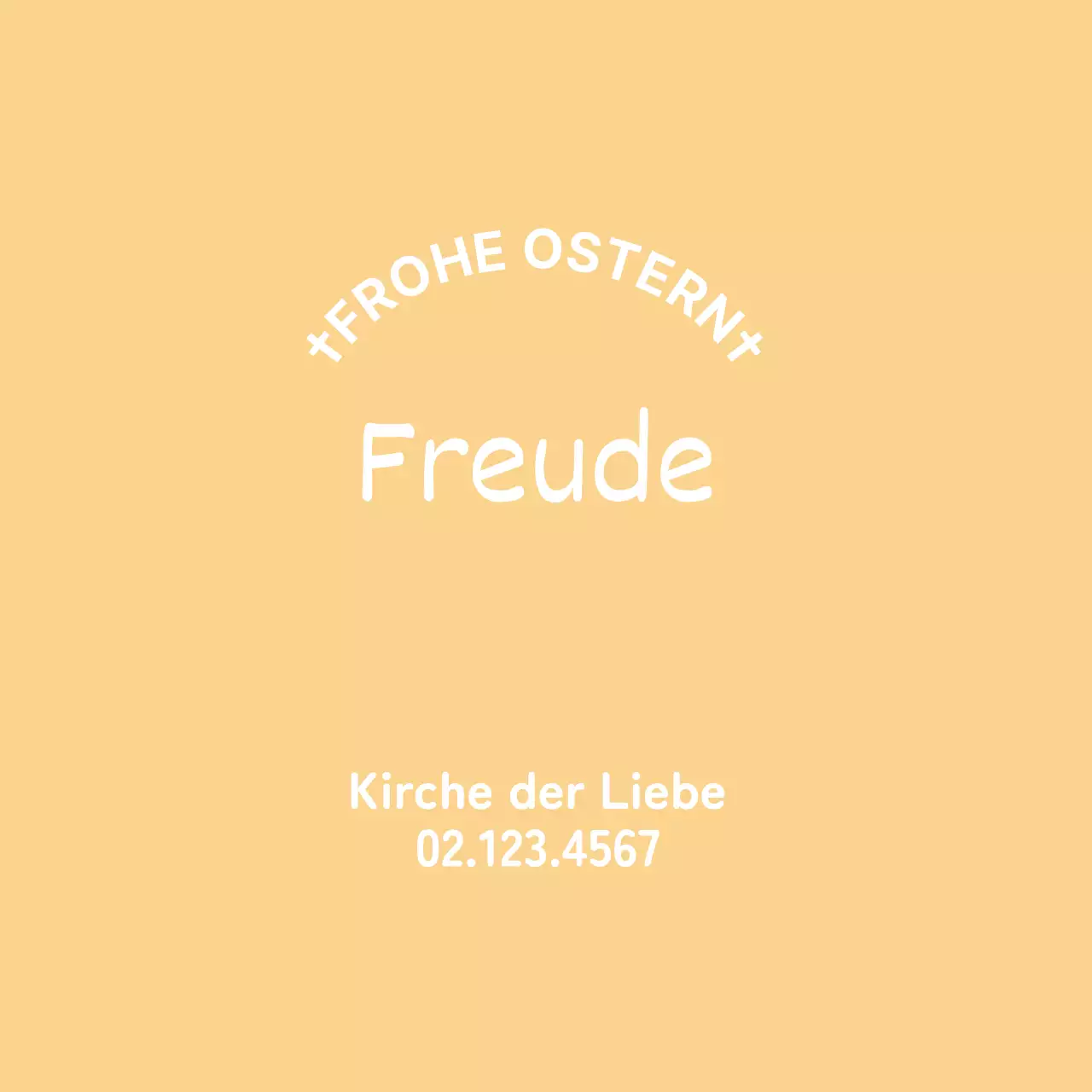 Niedliches Kirchenetikett mit gelber Beschriftung