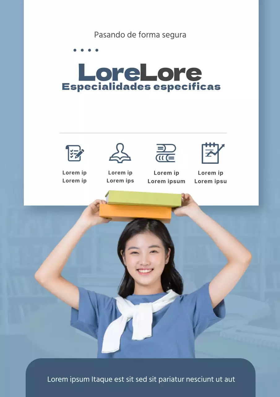 Una introducción limpia al plan de estudios de la escuela con iconos azules y verdes